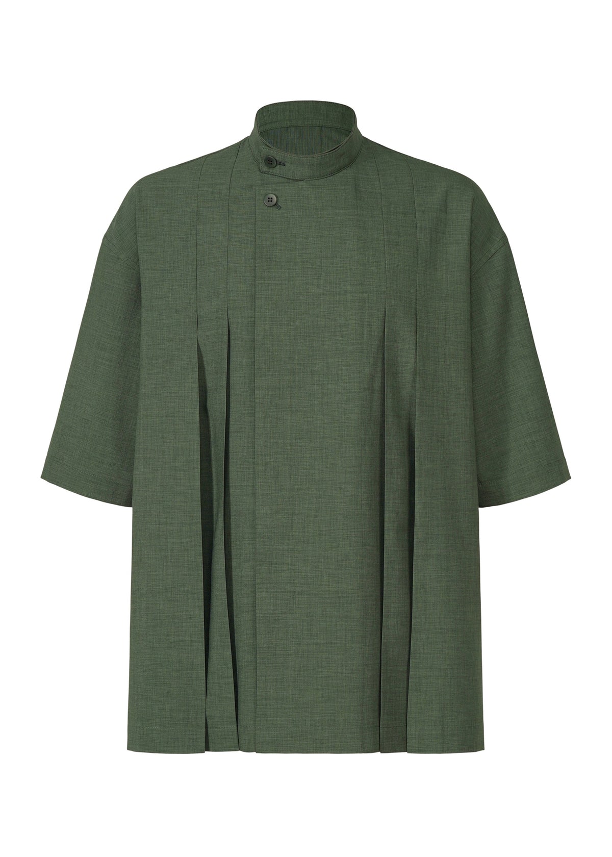 A product shot of the IM Men LINEN LIKE SHIRT shirt in dark green (63), recurring_style.