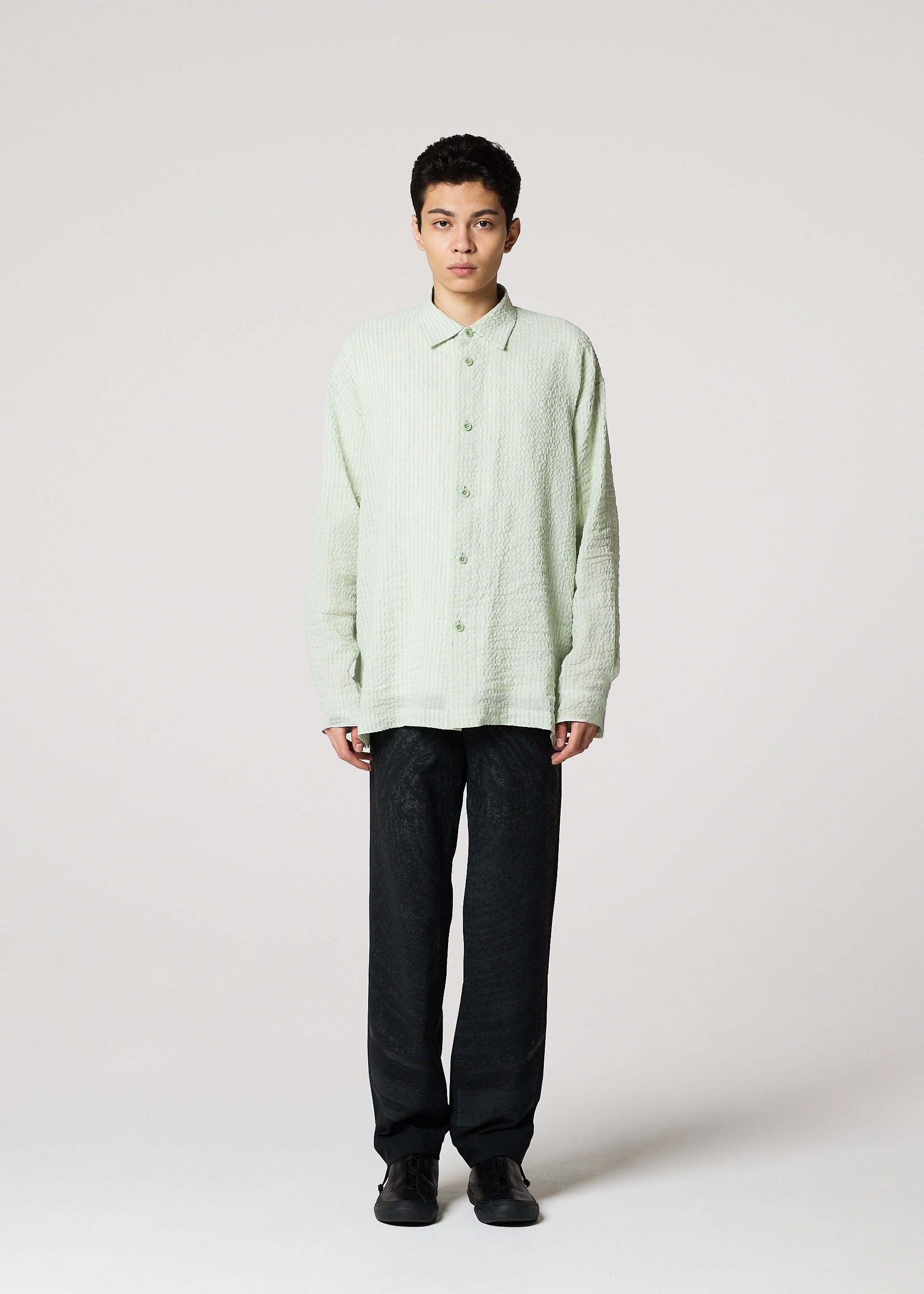STRIPE LINEN SHRINK Shirt Grey – ISSEY MIYAKE EU