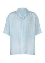A product shot of the IM MEN FLOATING LINEN shirt in light blue.
