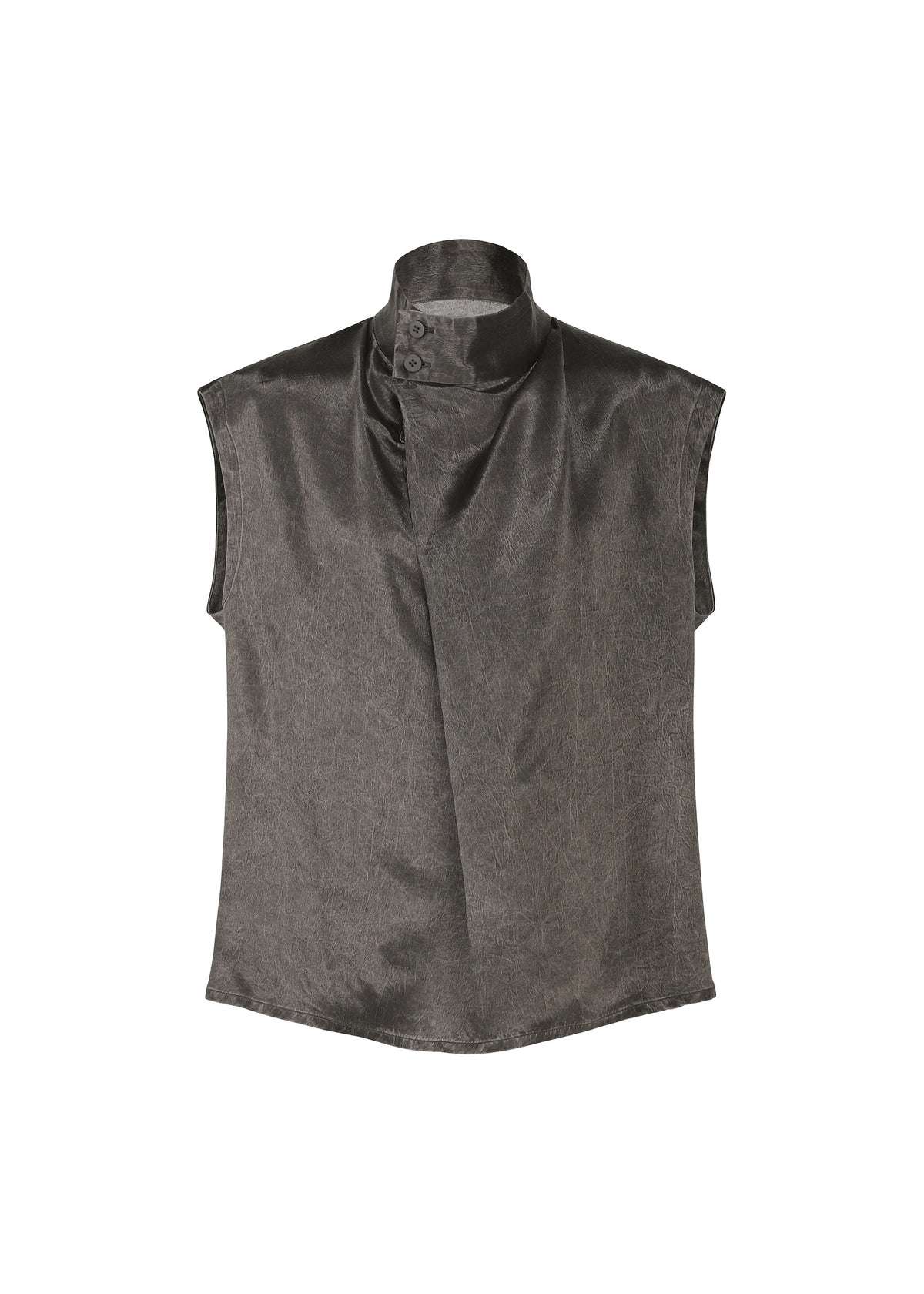 A product shot of the IM Men SATIN WASH top in charcoal grey (13), recurring_style.