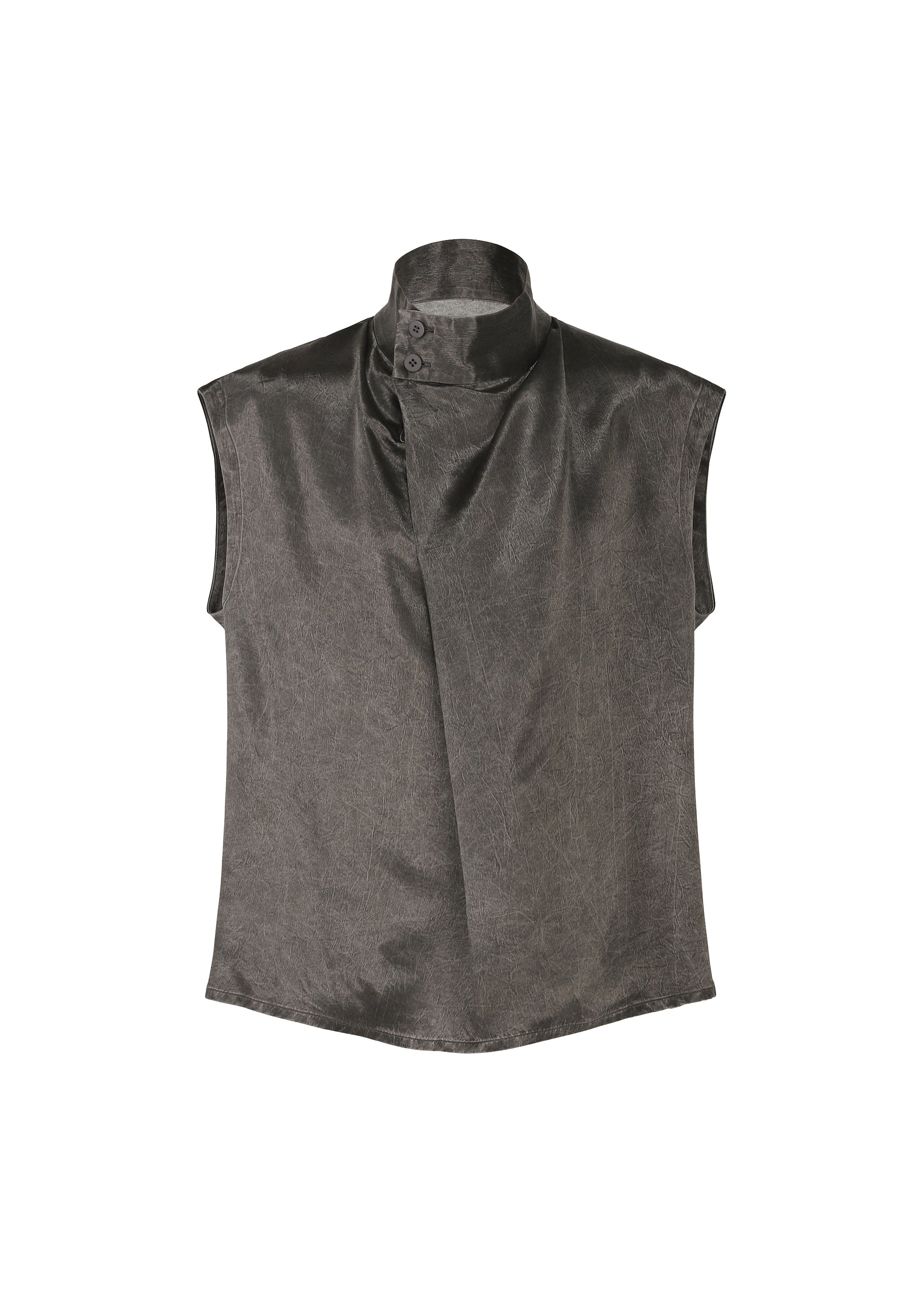 A product shot of the IM Men SATIN WASH top in charcoal grey (13), recurring_style.