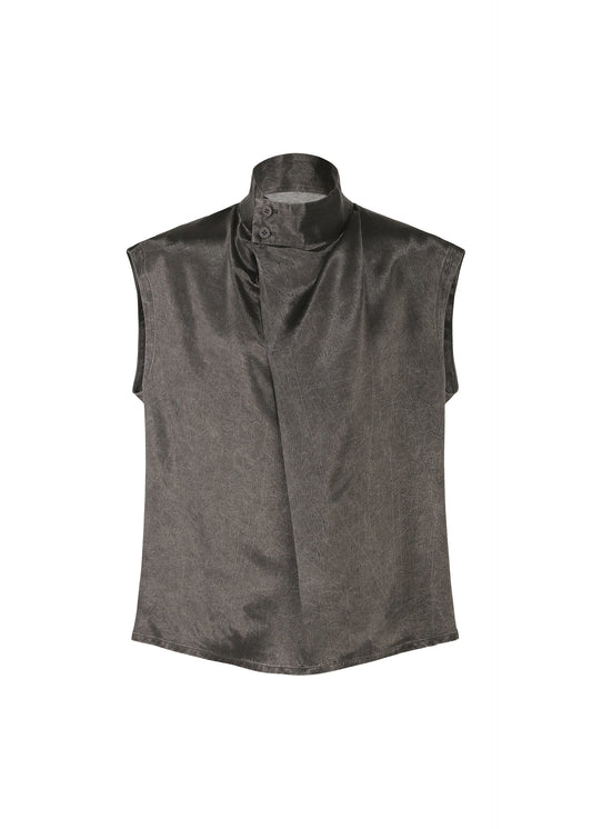 A product shot of the IM Men SATIN WASH top in charcoal grey (13), recurring_style.