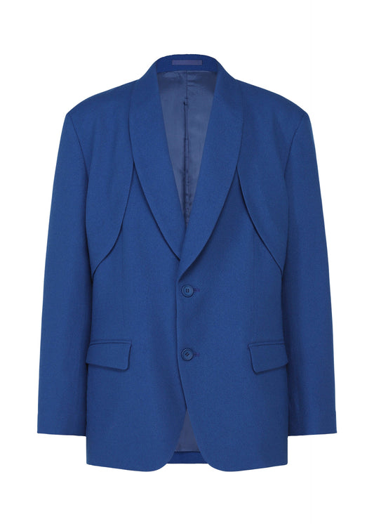 A product shot of the IM MEN SHRINK WOOL jacket in blue.