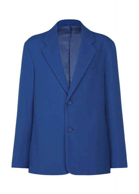 A product shot of the IM MEN SHRINK WOOL jacket in blue.