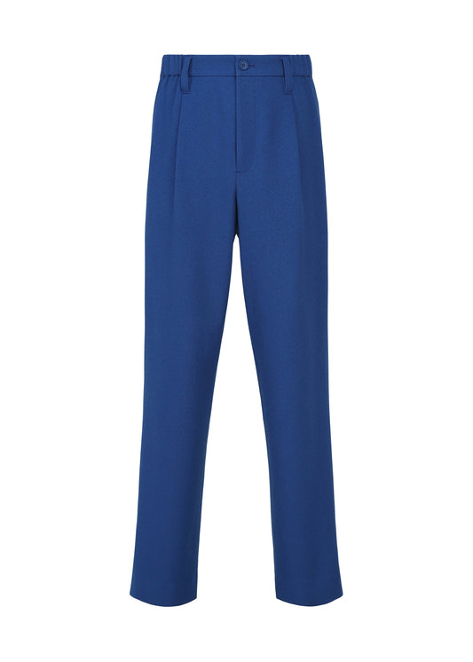 A product shot of the IM MEN SHRINK WOOL trousers in blue.