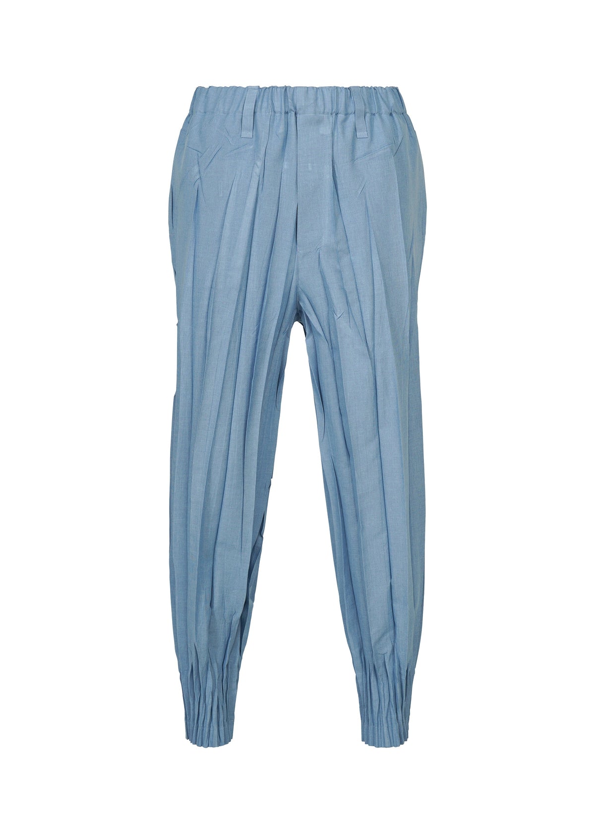 A product shot of the IM MEN EDGE pants in light blue.