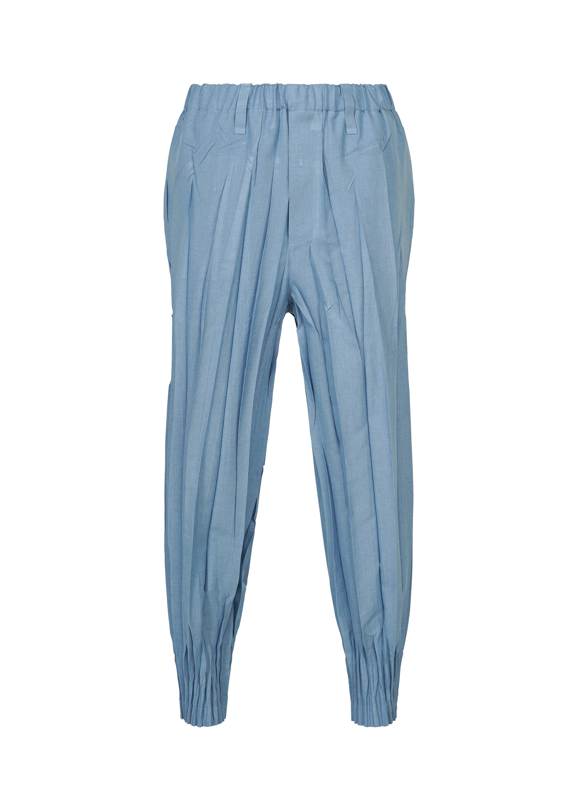 A product shot of the IM MEN EDGE pants in light blue.