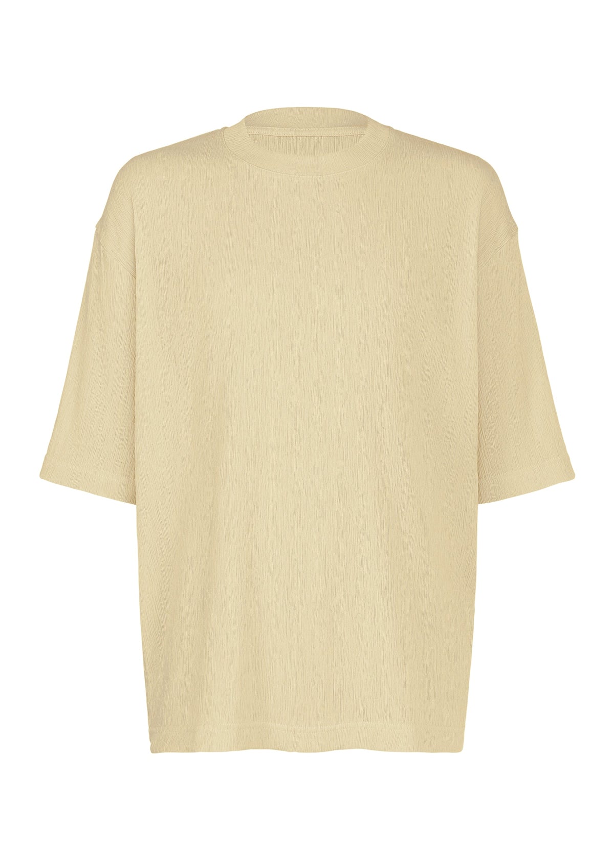 A product shot of the IM MEN CREPE TUCK JERSEY shirt in light beige.