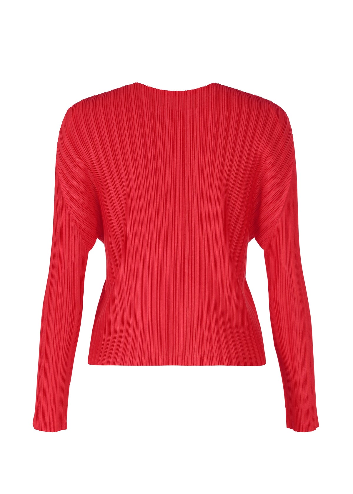 A detail shot of the Pleats Please Issey Miyake RIB PLEATS NOVEMBER cardigan.