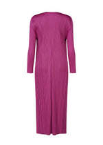 A detail shot of the Pleats Please Issey Miyake MONTHLY COLORS SEPTEMBER coat.