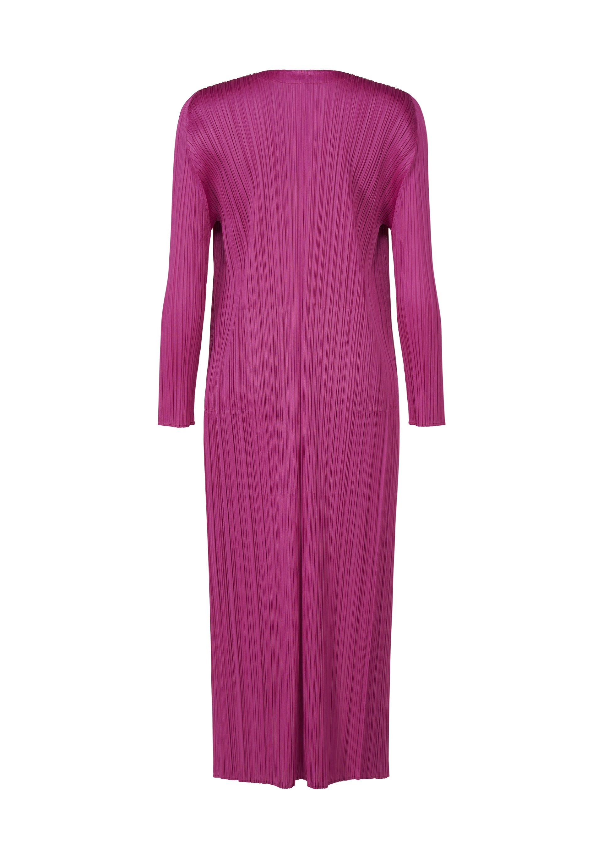 A detail shot of the Pleats Please Issey Miyake MONTHLY COLORS SEPTEMBER coat.