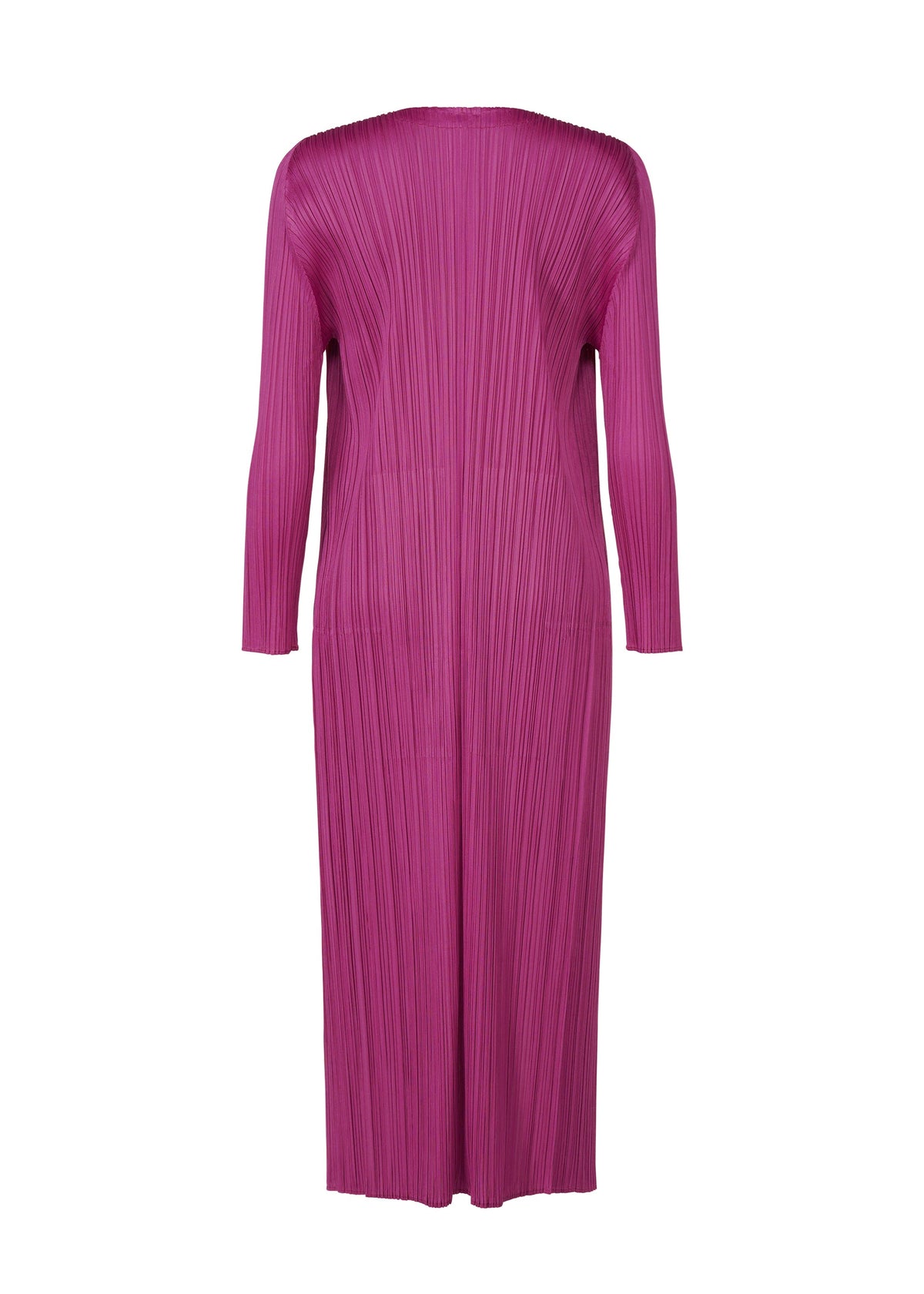 A detail shot of the Pleats Please Issey Miyake MONTHLY COLORS SEPTEMBER coat.