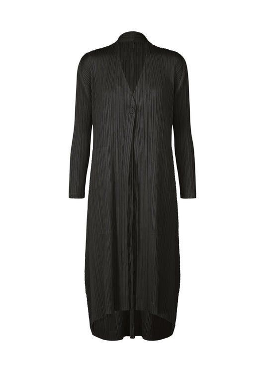 A product shot of the PLEATS PLEASE ISSEY MIYAKE MONTHLY COLORS OCTOBER coat in black (15).