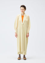 A model wears the Pleats Please Issey Miyake MONTHLY COLORS : DECEMBER coat.