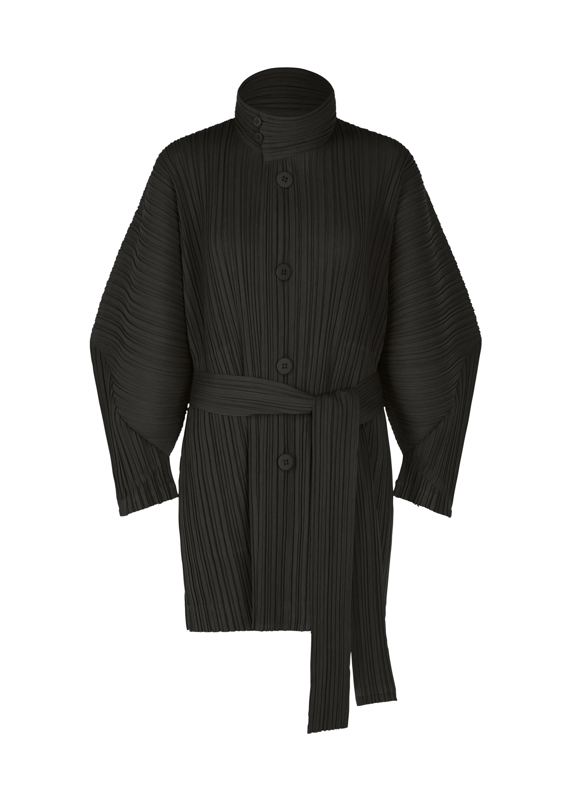 A product shot of the Pleats Please Issey Miyake WOOL PLEATS coat in .