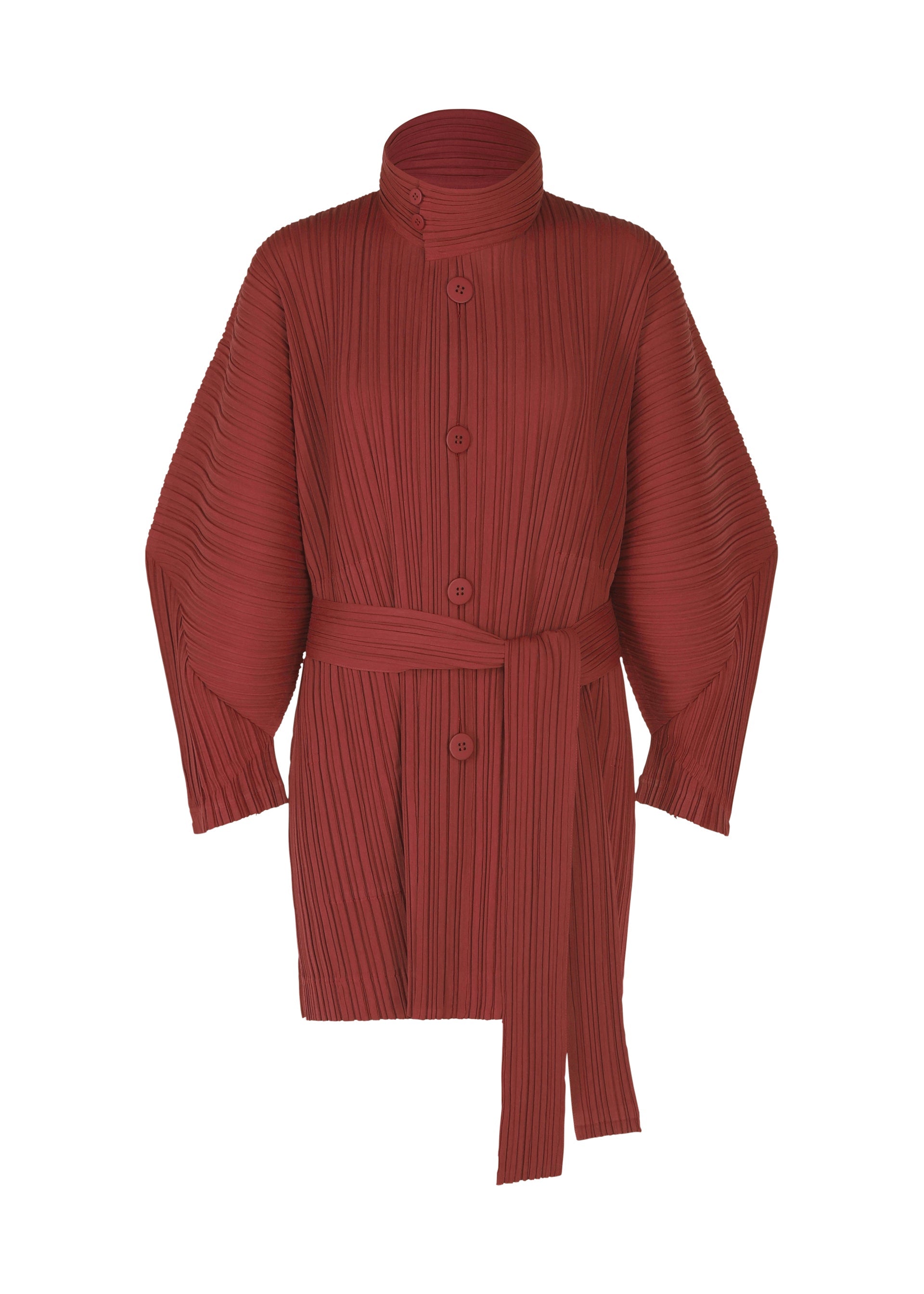 A product shot of the Pleats Please Issey Miyake WOOL PLEATS coat in .
