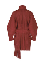 A detail shot of the Pleats Please Issey Miyake WOOL PLEATS coat.