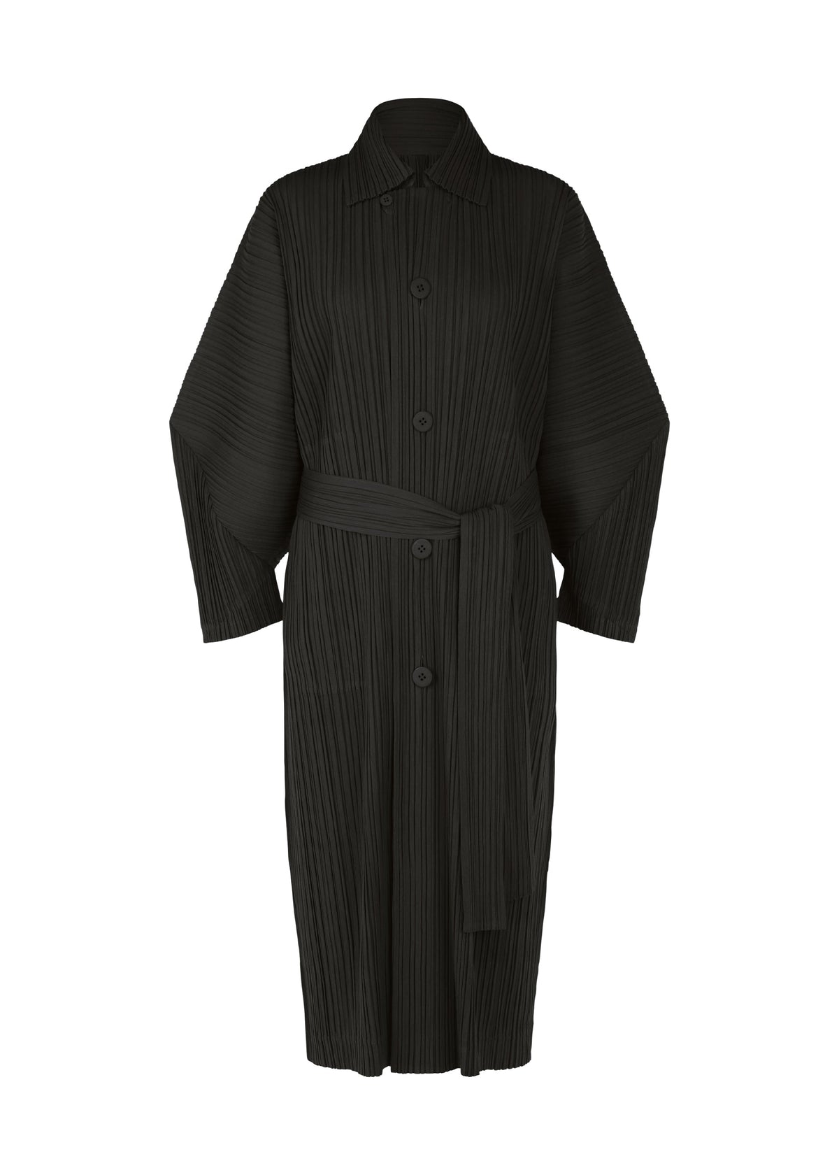 A product shot of the Pleats Please Issey Miyake WOOL PLEATS coat in .