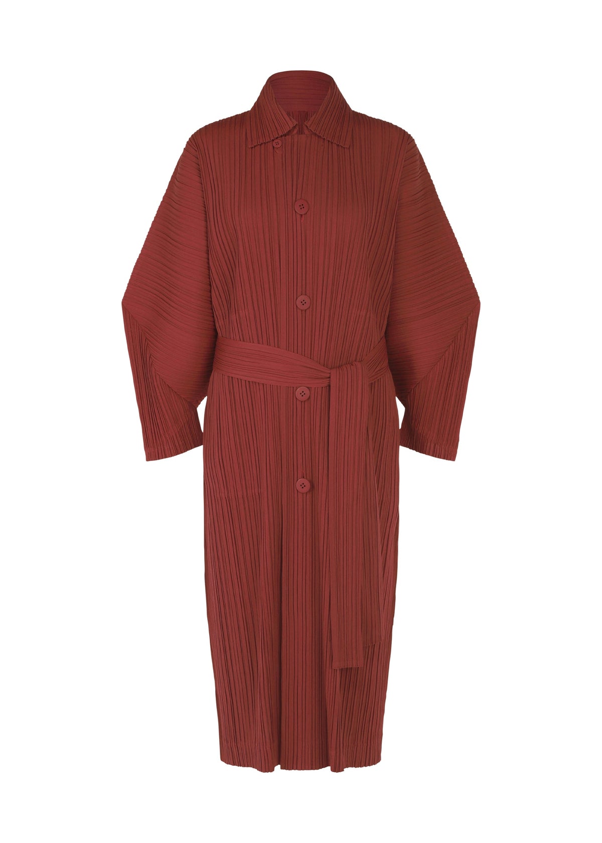 A product shot of the Pleats Please Issey Miyake WOOL PLEATS coat in .