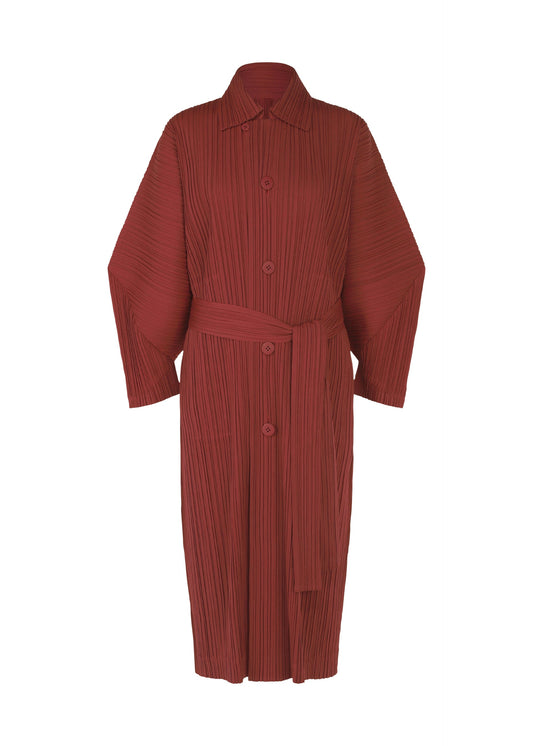 A product shot of the Pleats Please Issey Miyake WOOL PLEATS coat in .