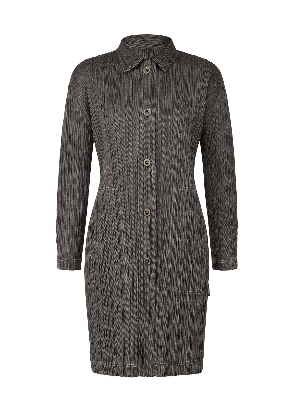 A product shot of the PLEATS PLEASE ISSEY MIYAKE COTTON DENIM coat in black (15).