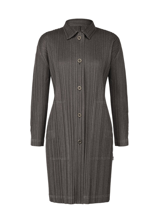 A product shot of the PLEATS PLEASE ISSEY MIYAKE COTTON DENIM coat in black (15).