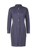 A product shot of the PLEATS PLEASE ISSEY MIYAKE COTTON DENIM coat in blue (72).