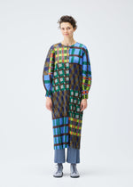 A model wears the Pleats Please Issey Miyake HARMONY coat.