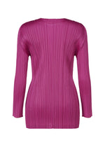 A detail shot of the Pleats Please Issey Miyake MONTHLY COLORS SEPTEMBER jacket.