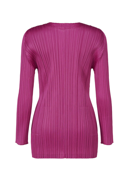 A detail shot of the Pleats Please Issey Miyake MONTHLY COLORS SEPTEMBER jacket.