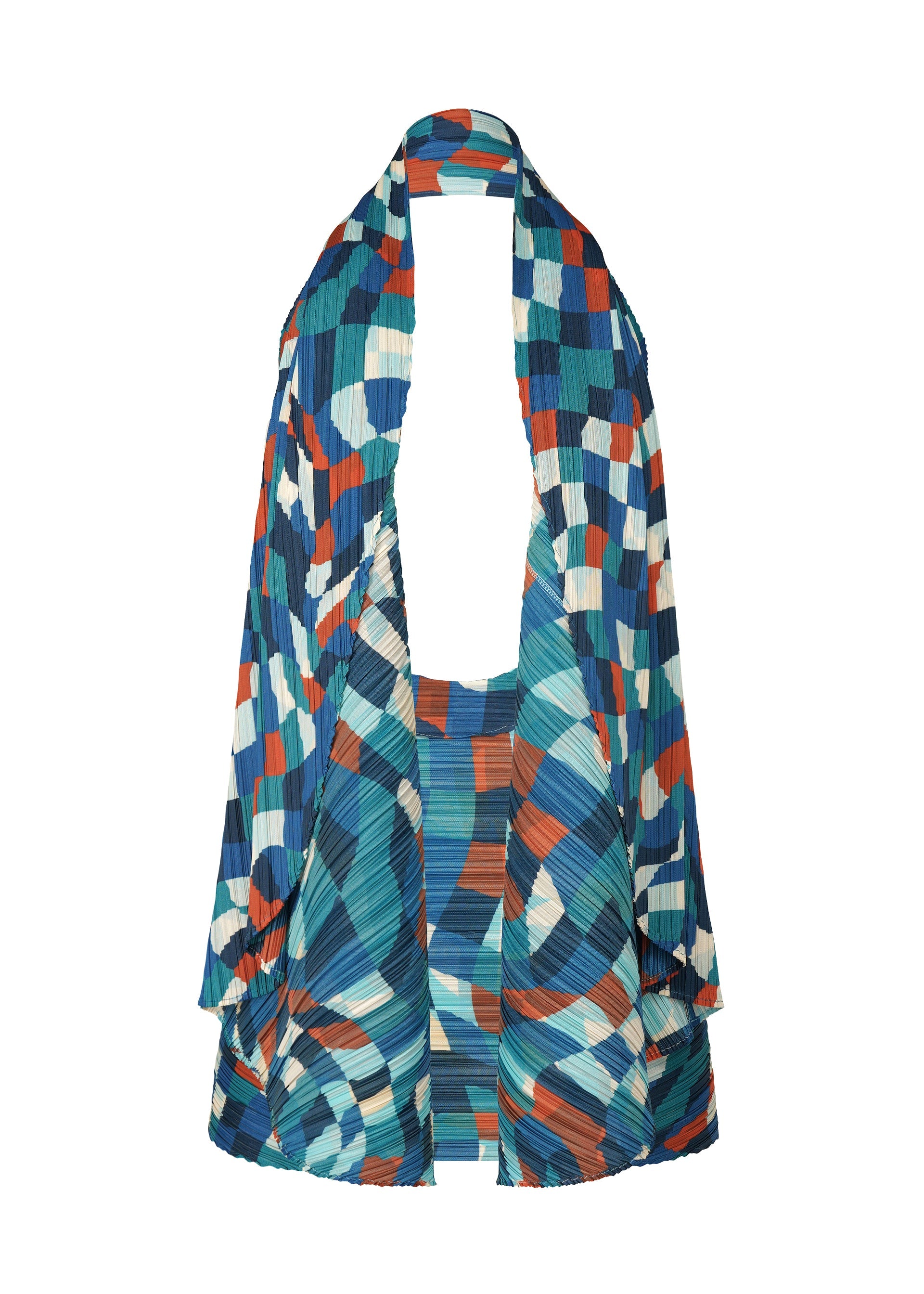 A product shot of the PLEATS PLEASE ISSEY MIYAKE DANCING SQUARE vest in blue (72).
