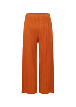 A detail shot of the Pleats Please Issey Miyake LOOP BOTTOMS trousers.