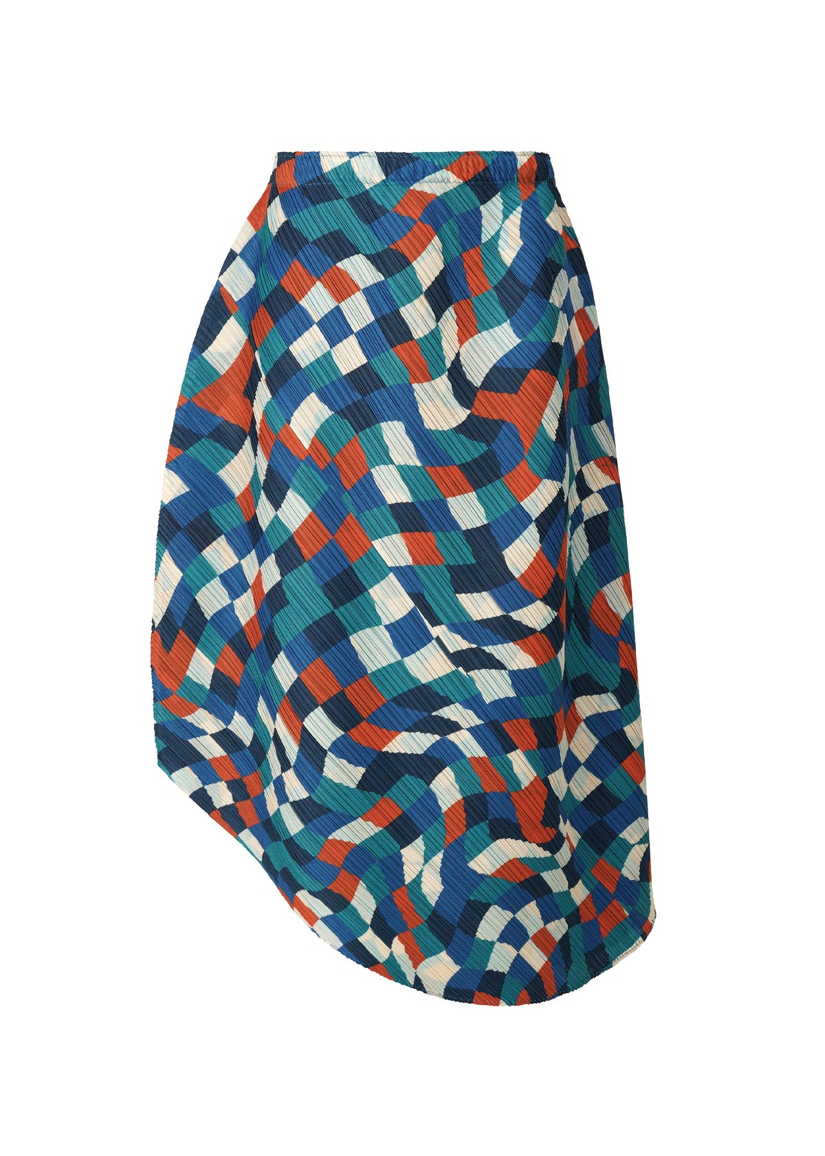 A product shot of the PLEATS PLEASE ISSEY MIYAKE DANCING SQUARE skirt in blue (72).