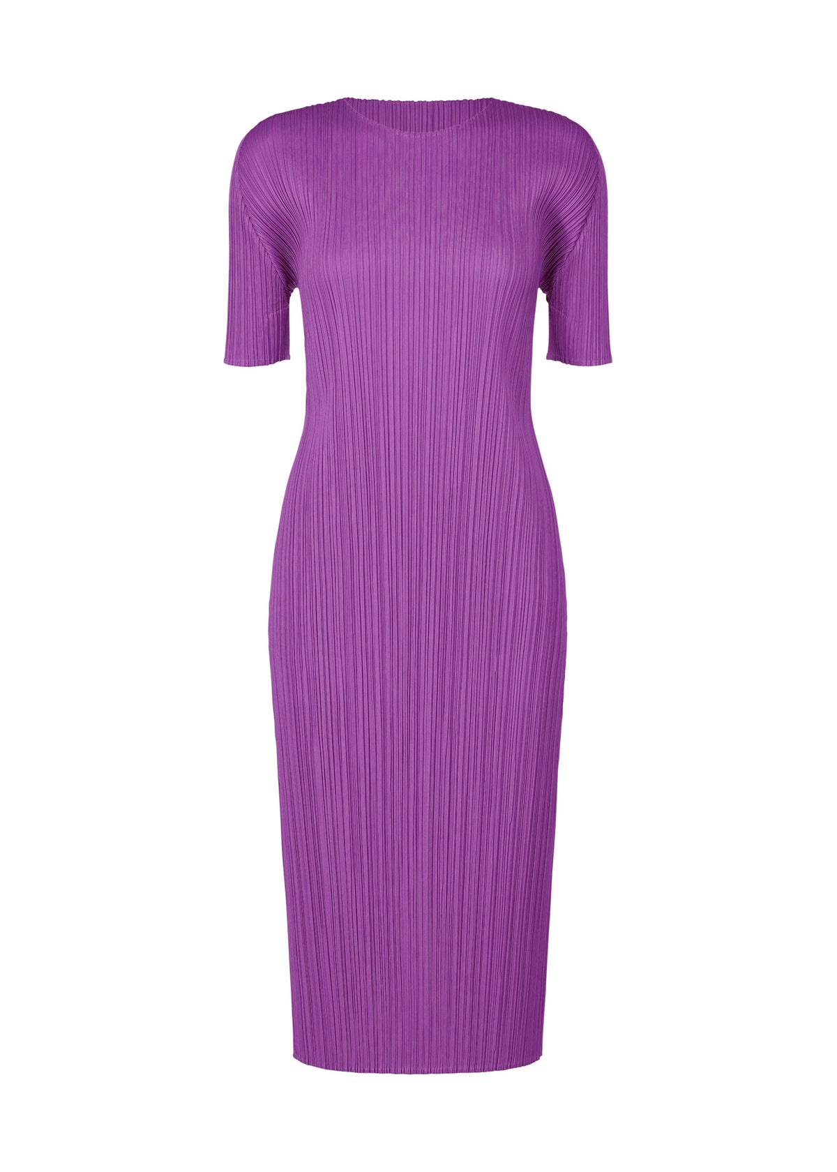 A product shot of the PLEATS PLEASE ISSEY MIYAKE MONTHLY COLORS AUGUST dress in light purple (80).