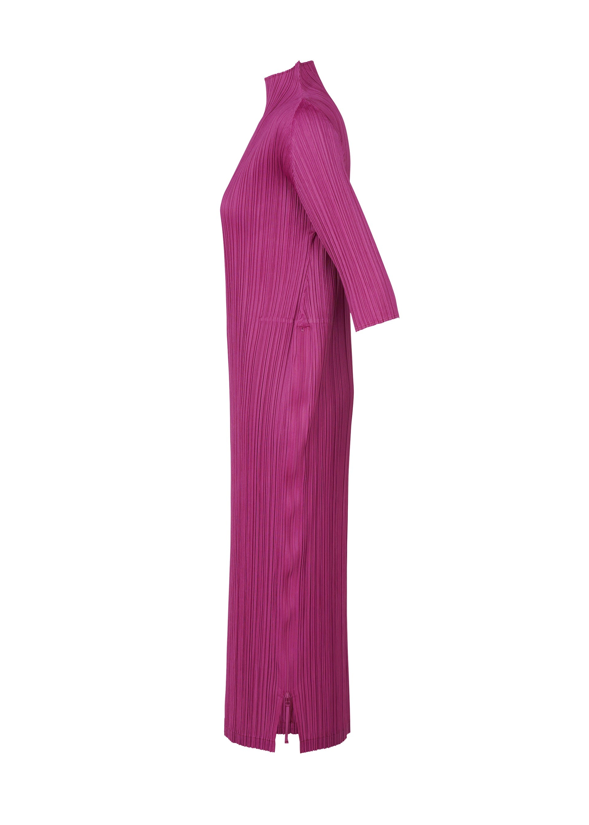 A detail shot of the Pleats Please Issey Miyake MONTHLY COLORS SEPTEMBER dress.