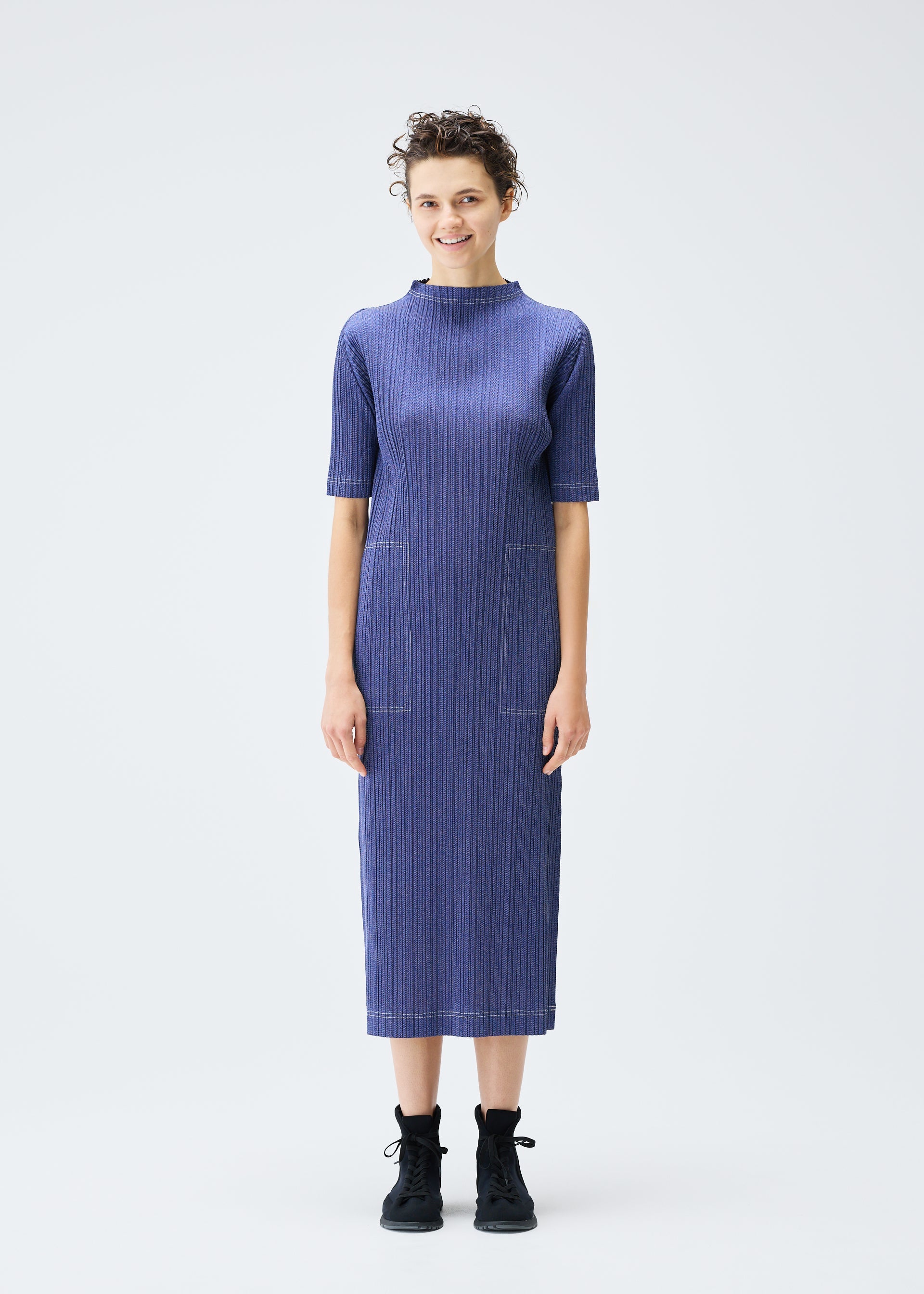 PLEATS PLEASE COTTON DENIM ワンピース COTTON DENIM Dress Blue – ISSEY MIYAKE EU
