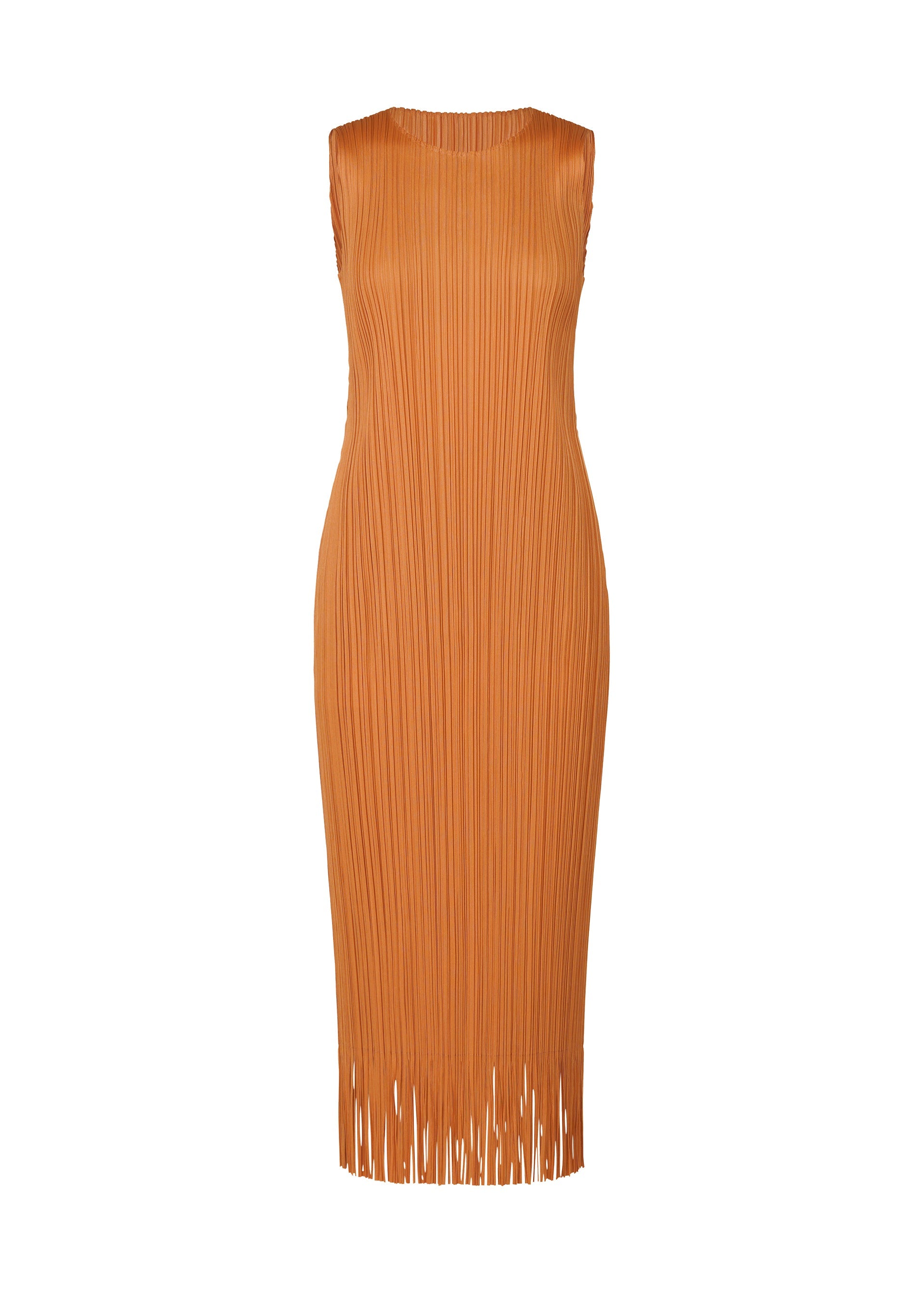 A product shot of the PLEATS PLEASE ISSEY MIYAKE WAVE dress in apricot (57).