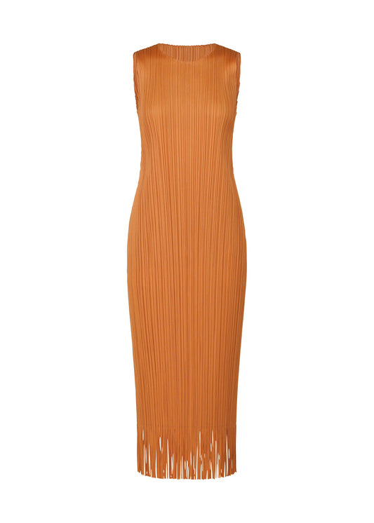 A product shot of the PLEATS PLEASE ISSEY MIYAKE WAVE dress in apricot (57).