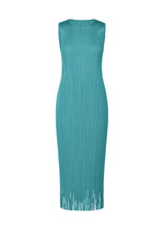A product shot of the PLEATS PLEASE ISSEY MIYAKE WAVE dress in turquoise blue (73).