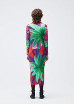 A model wears the Pleats Please Issey Miyake CARNIVAL dress.