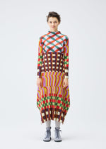 A model wears the Pleats Please Issey Miyake HARMONY dress.
