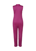 A detail shot of the Pleats Please Issey Miyake MONTHLY COLORS SEPTEMBER jumpsuit.