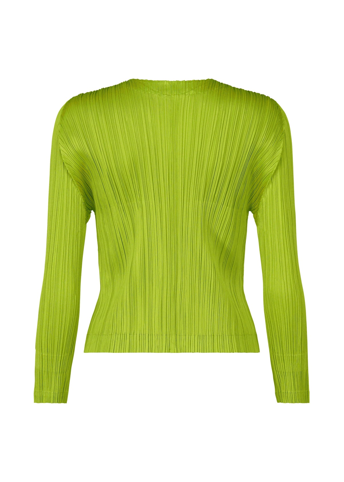 A detail shot of the PLEATS PLEASE ISSEY MIYAKE MONTHLY COLORS AUGUST cardigan.