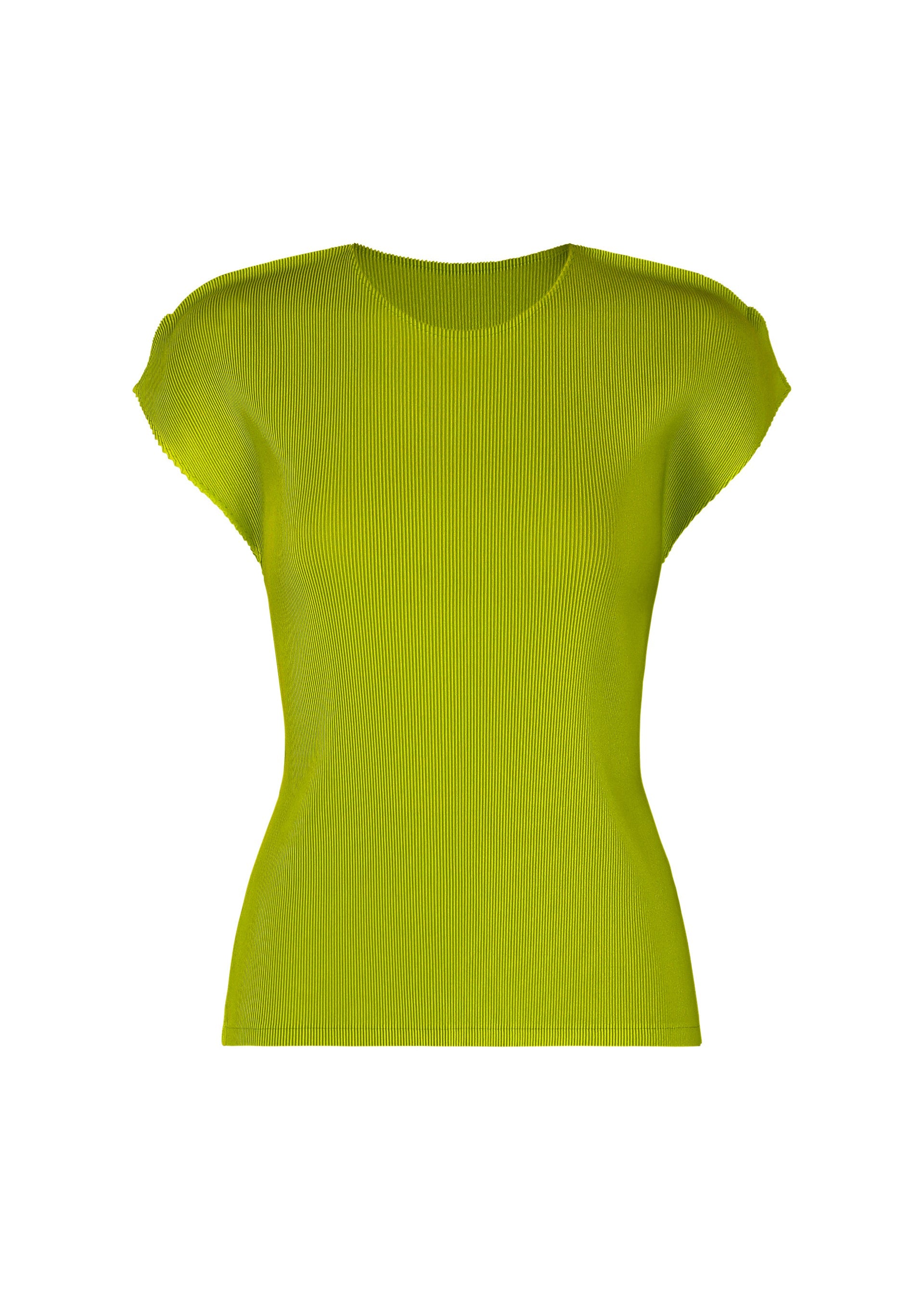 A product shot of the PLEATS PLEASE ISSEY MIYAKE MIST JUNE shirt in yellow green.
