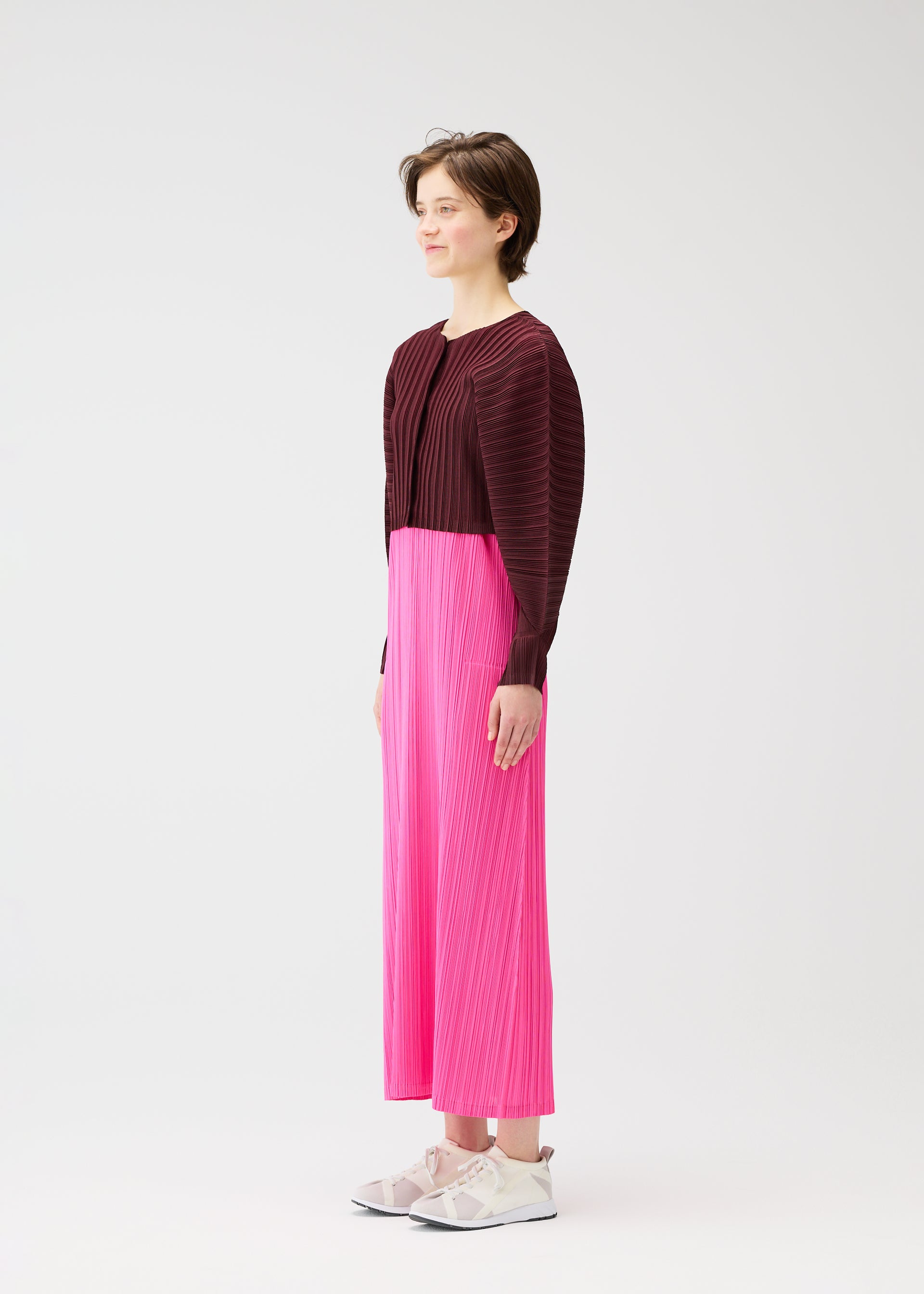 RIB PLEATS JANUARY Cardigan Bordeaux – ISSEY MIYAKE EU