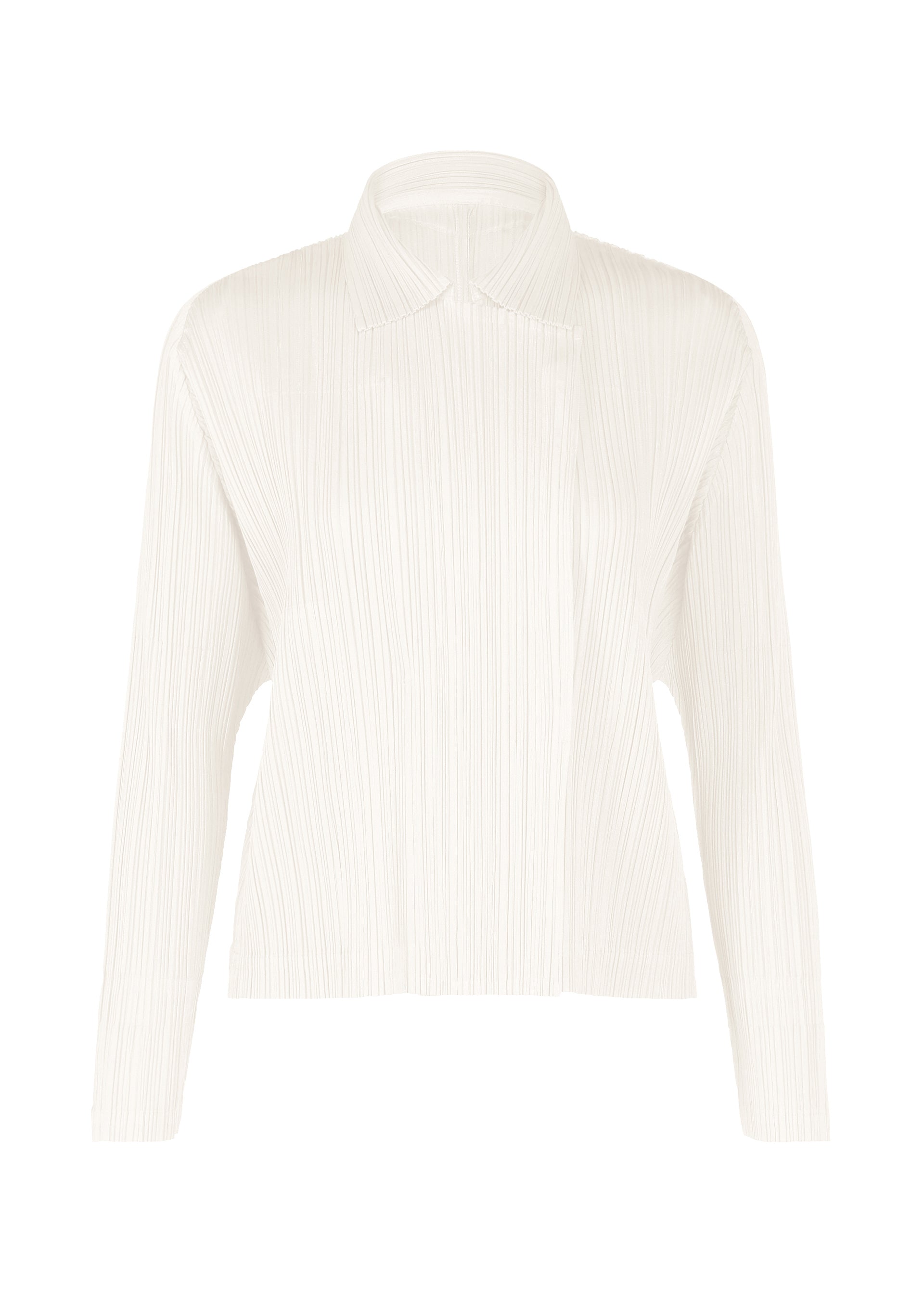A product shot of the PLEATS PLEASE ISSEY MIYAKE MONTHLY COLORS FEBRUARY prêt à porter in white (01).