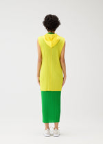 A model wears the Pleats Please Issey Miyake MONTHLY COLORS vest.
