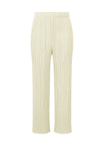 A product shot of the Pleats Please Issey Miyake MONTHLY COLORS MAY trousers in ivory (03), recurring_style.