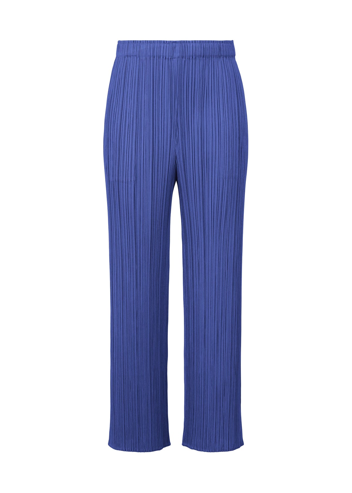 A product shot of the Pleats Please Issey Miyake MONTHLY COLORS MAY trousers in blue (72), recurring_style.