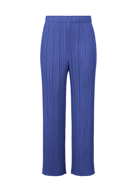 A product shot of the Pleats Please Issey Miyake MONTHLY COLORS MAY trousers in blue (72), recurring_style.